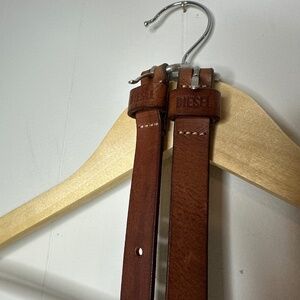 Diesel Women’s Double Leather belt, Size XS-S, National brown color